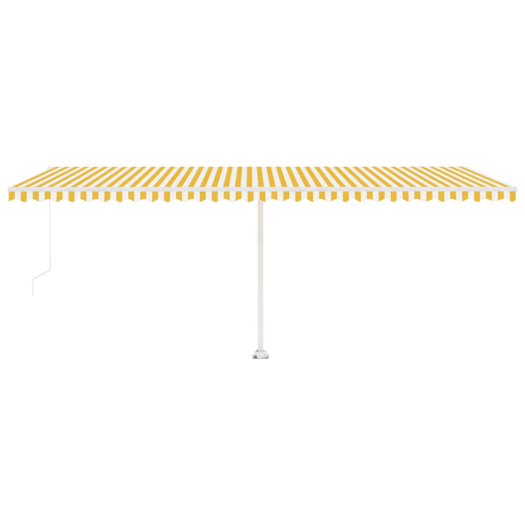 Toldo de pie retráctil manual amarillo y blanco 600x300 cm vidaXL