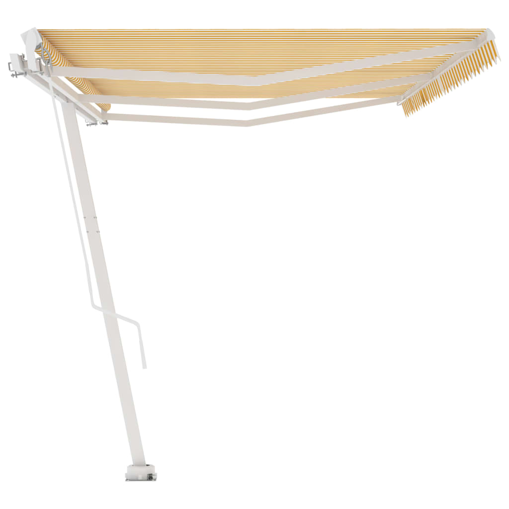 Toldo de pie retráctil manual amarillo y blanco 600x300 cm vidaXL