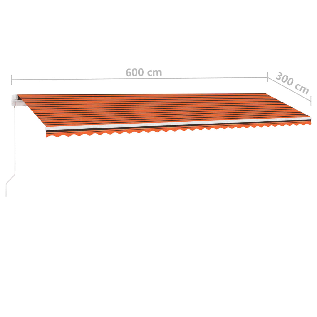 Toldo de pie retráctil manual naranja y marrón 600x300 cm vidaXL