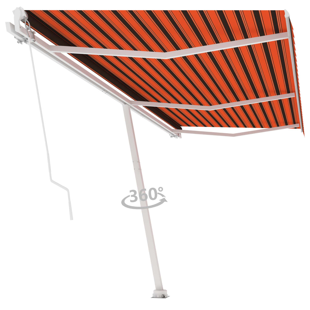 Toldo de pie retráctil manual naranja y marrón 600x300 cm vidaXL