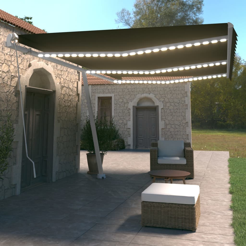 Vetonek Toldo retráctil manual con LED gris antracita 600x350 cm