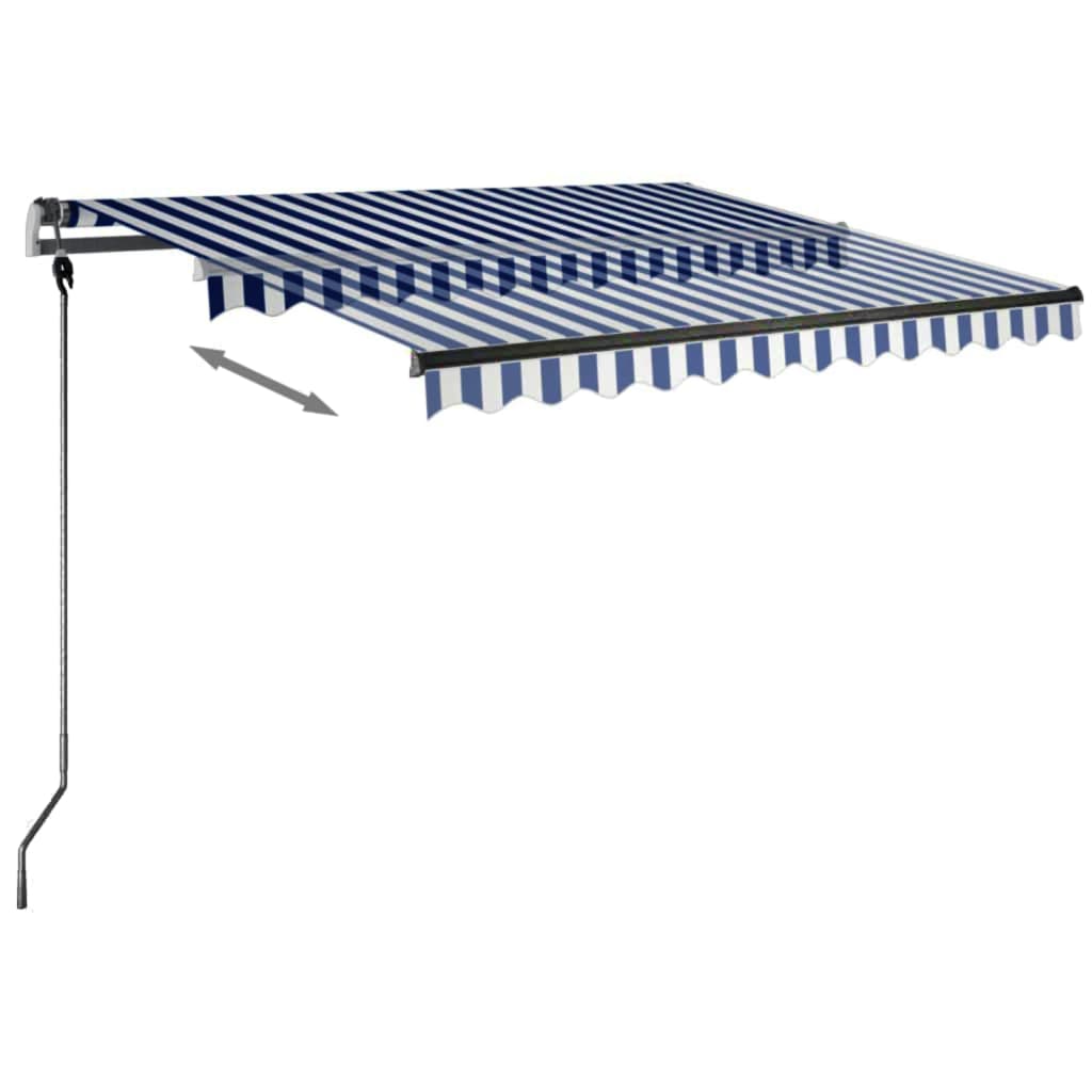 Toldo de pie manual retráctil azul y blanco 300x250 cm vidaXL