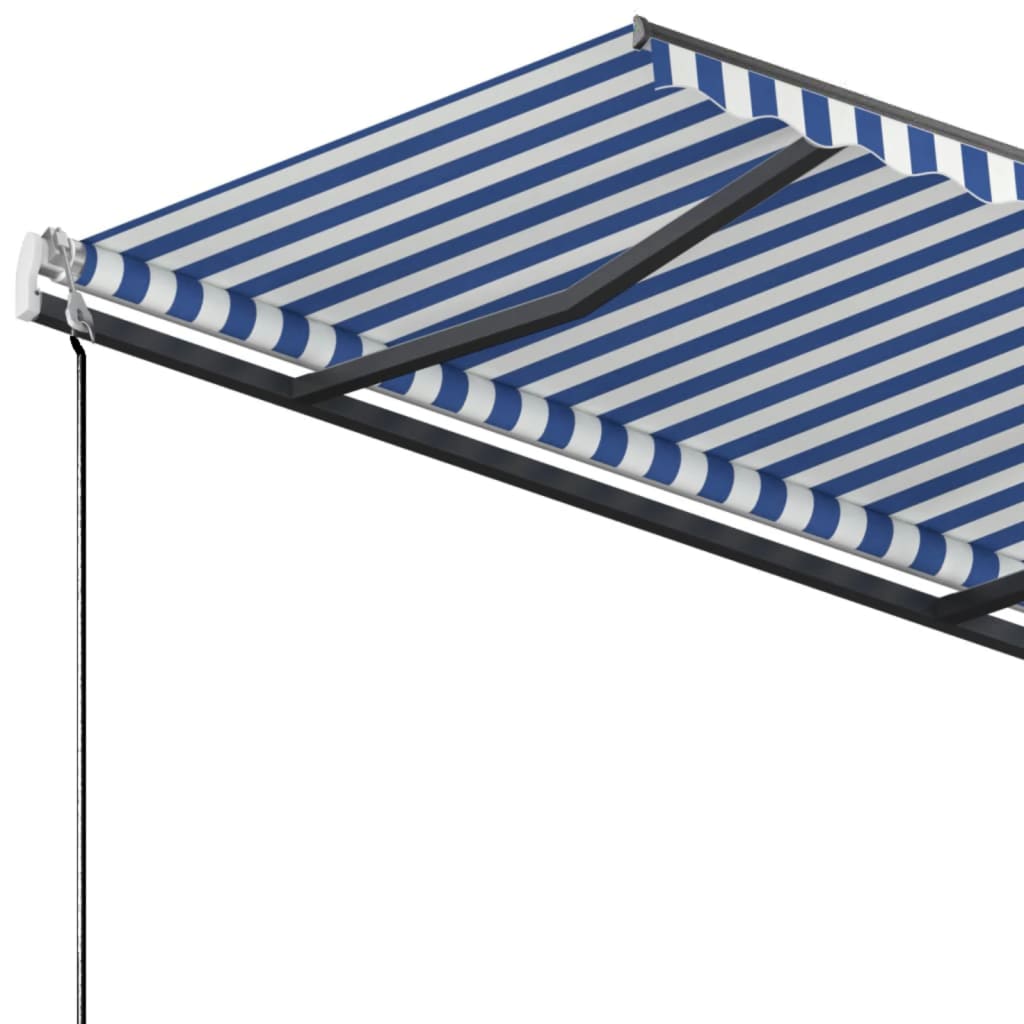 Toldo de pie manual retráctil azul y blanco 300x250 cm vidaXL