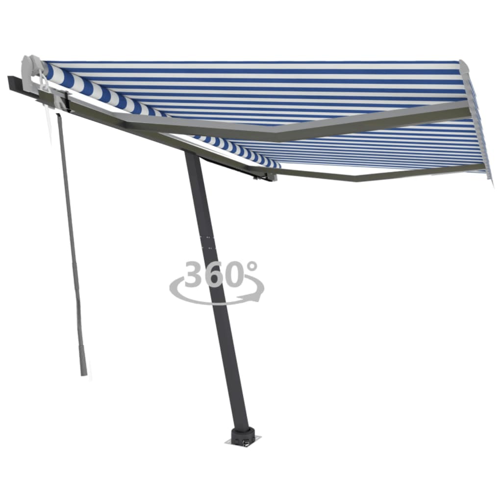 Vetonek Toldo de pie automático azul y blanco 300x250 cm