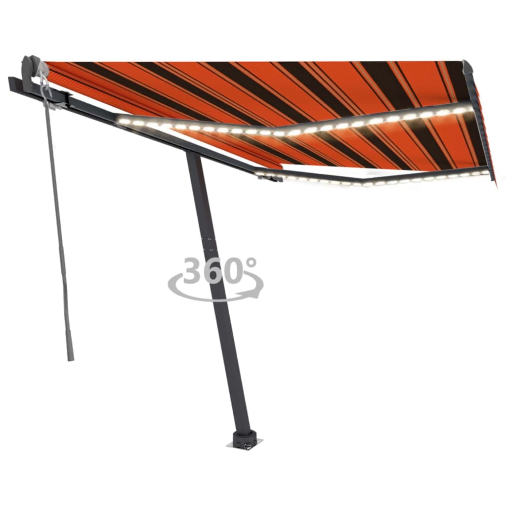 Vetonek Toldo automático LED sensor de viento naranja marrón 300x250 cm