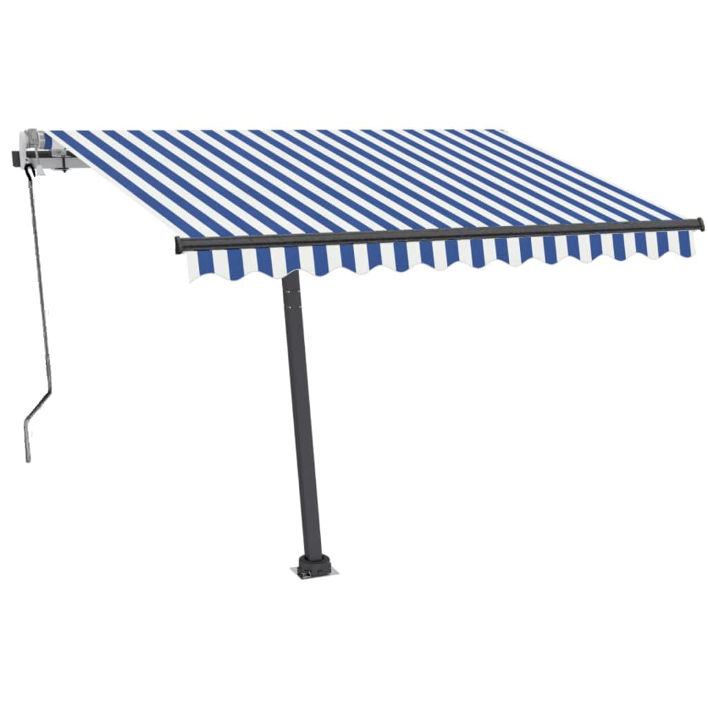 Blue and brown manual retractable standing awning 350x250 cm