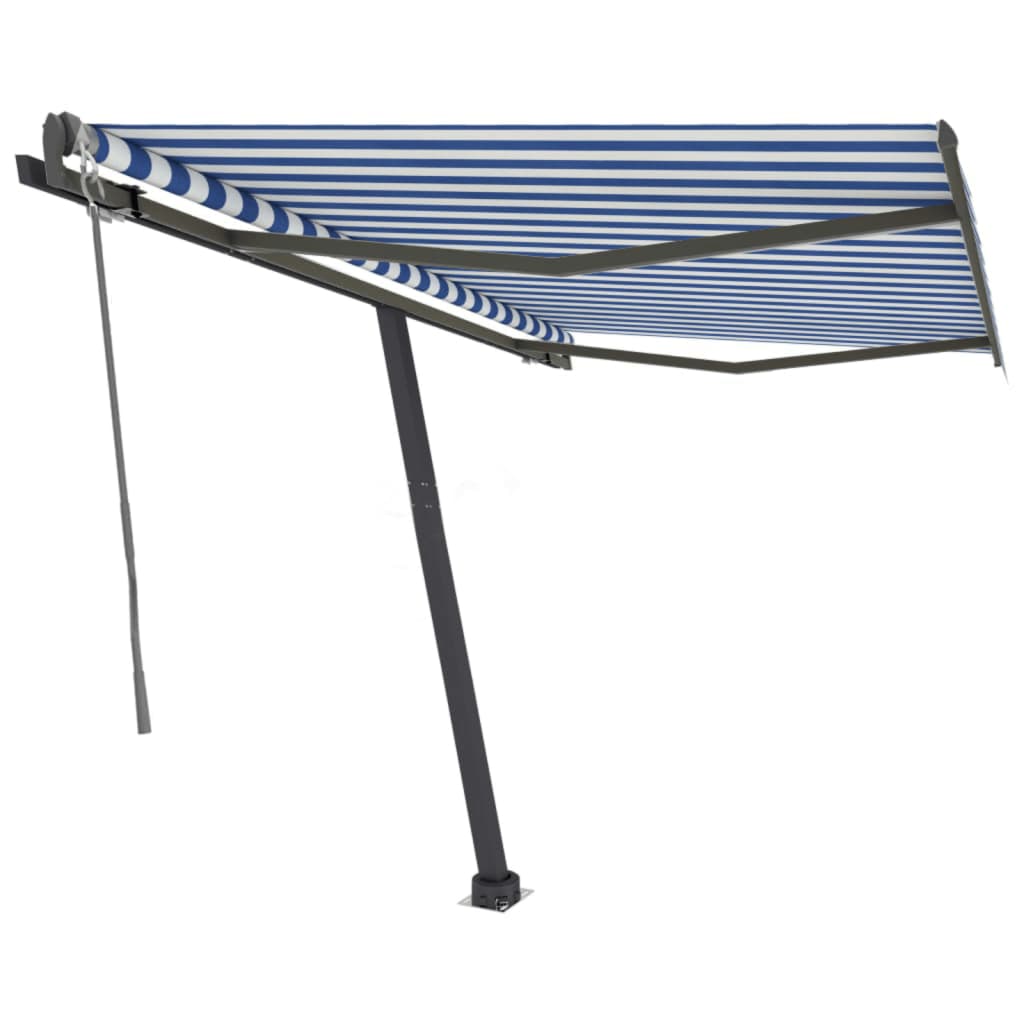 Toldo de pie automático azul y blanco 350x250 cm vidaXL