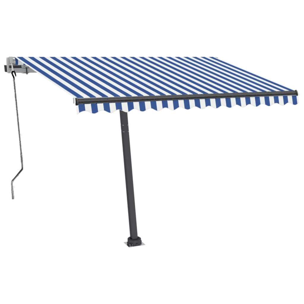 Toldo de pie automático azul y blanco 350x250 cm vidaXL