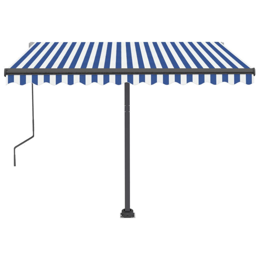 Toldo de pie automático azul y blanco 350x250 cm vidaXL