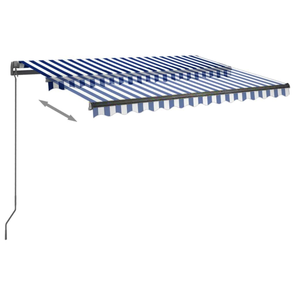 Toldo de pie automático azul y blanco 350x250 cm vidaXL