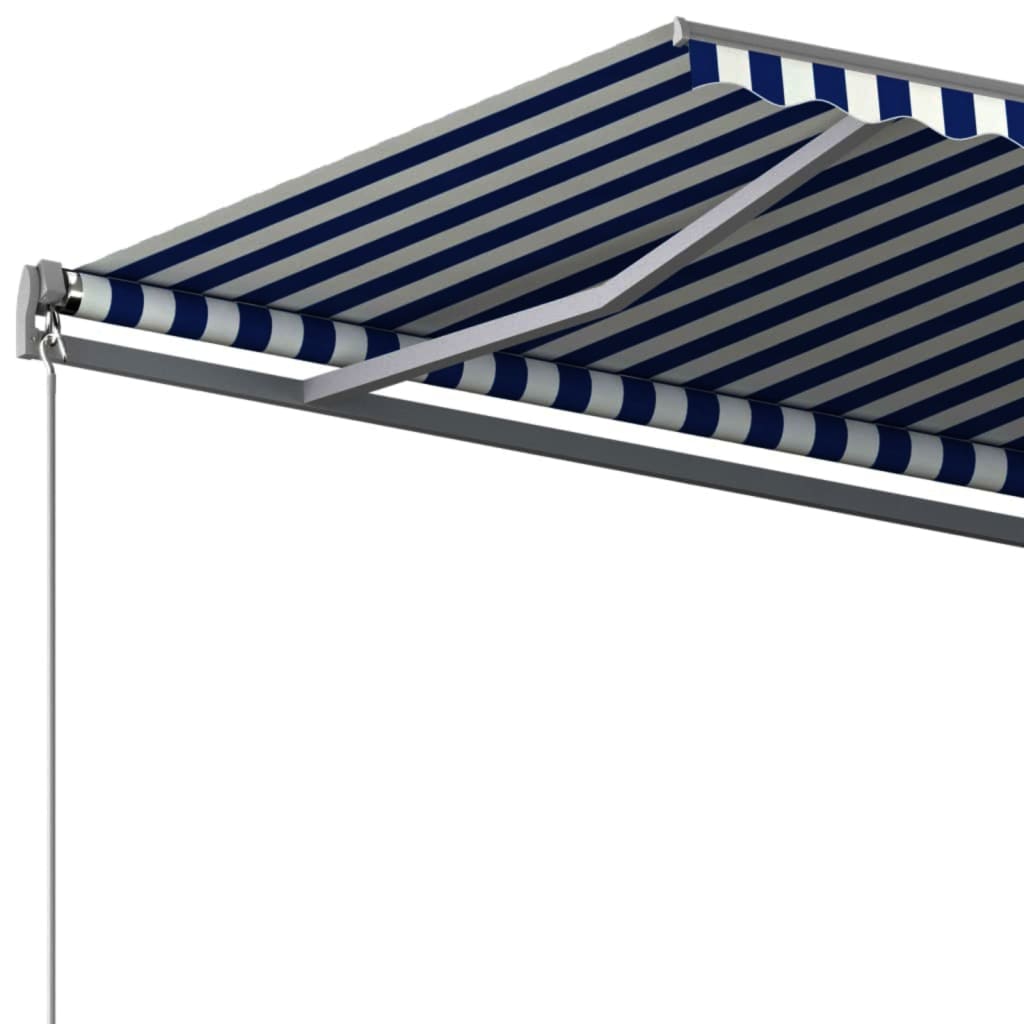 Toldo de pie automático azul y blanco 350x250 cm vidaXL