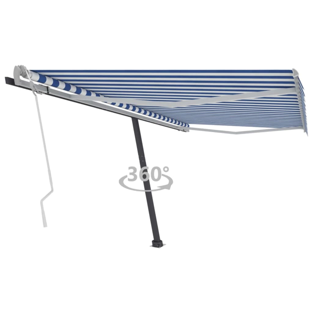 Vetonek Toldo de pie retráctil manual azul y blanco 400x300 cm