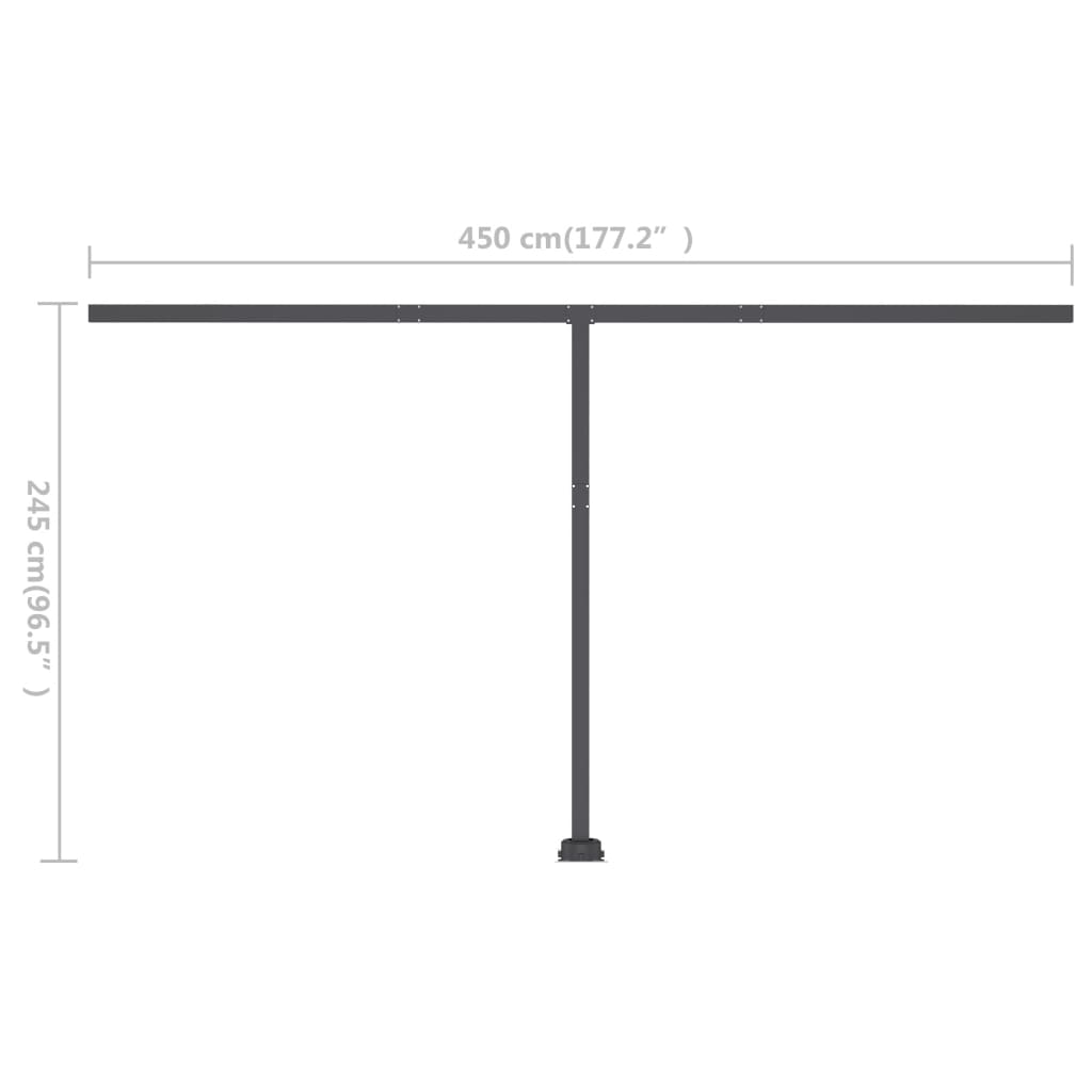 Toldo de pie retráctil manual gris antracita 400x300 cm vidaXL