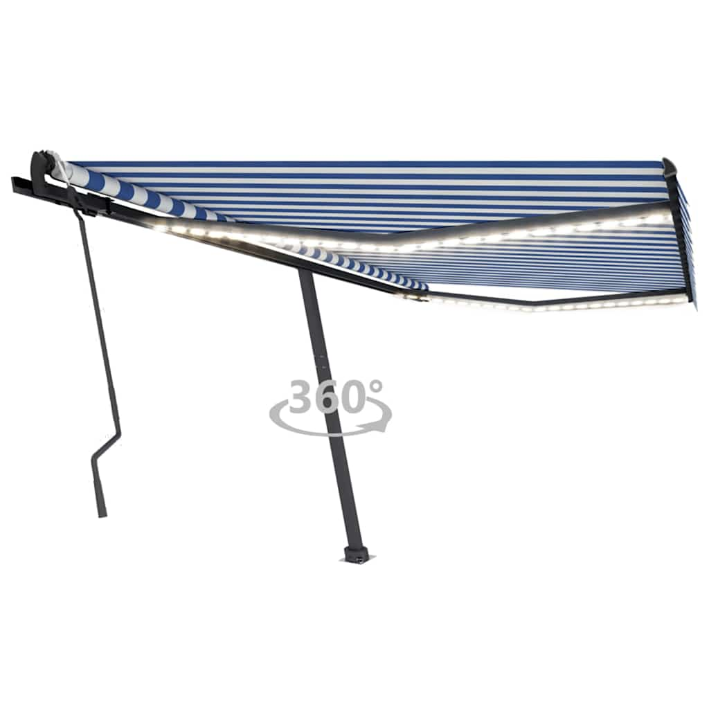 Vetonek Toldo manual retráctil con LED azul y blanco 400x300 cm