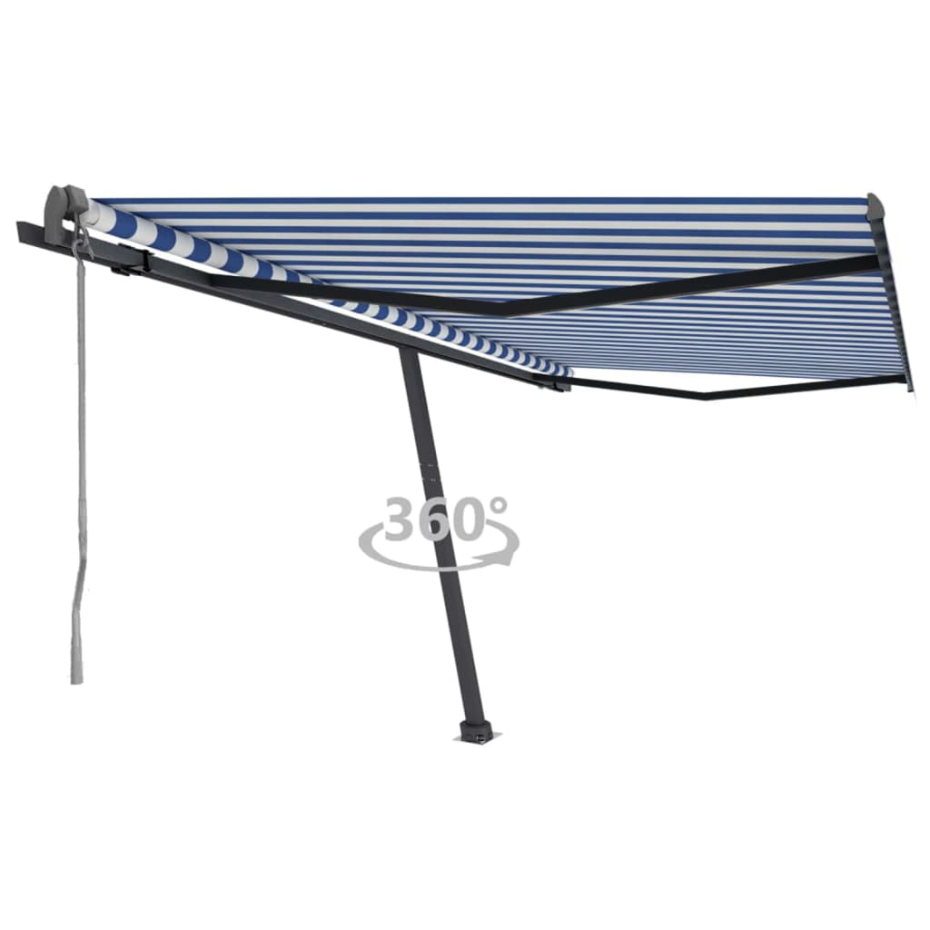 Vetonek Toldo de pie automático azul y blanco 400x300 cm