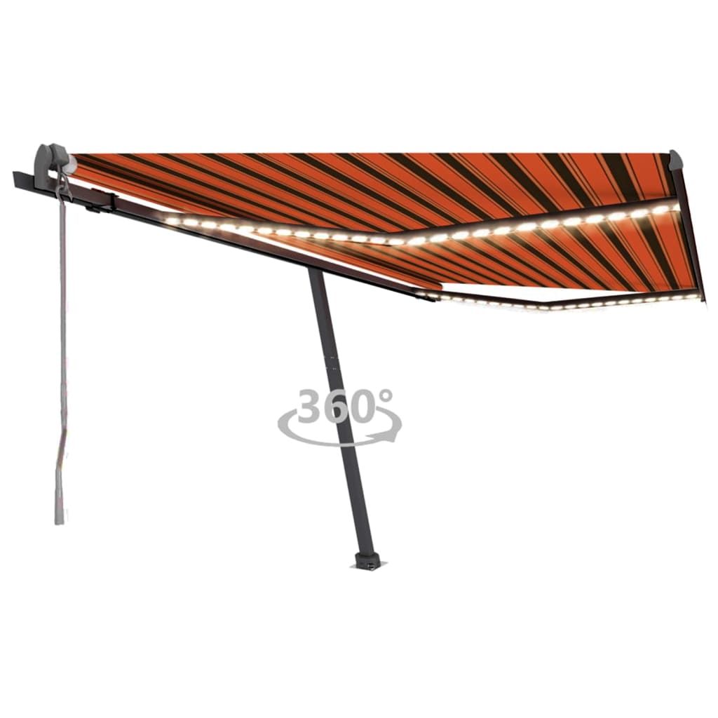 Vetonek Toldo automático LED sensor de viento naranja marrón 400x300 cm