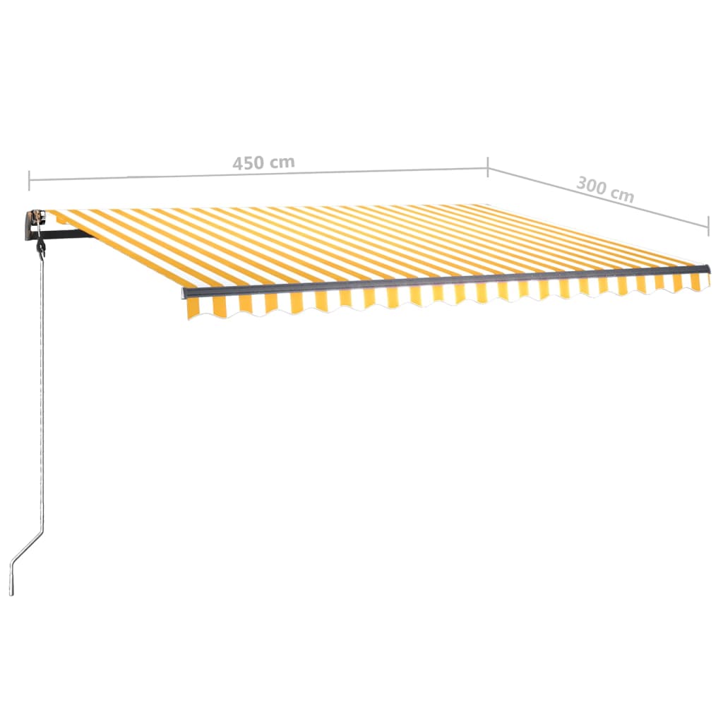 Toldo de pie retráctil manual amarillo y blanco 450x300 cm vidaXL