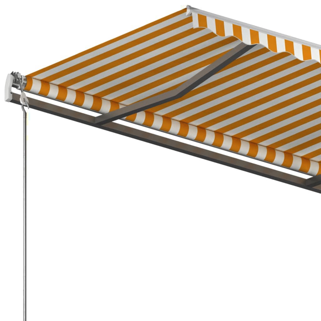 Toldo de pie retráctil manual amarillo y blanco 450x300 cm vidaXL