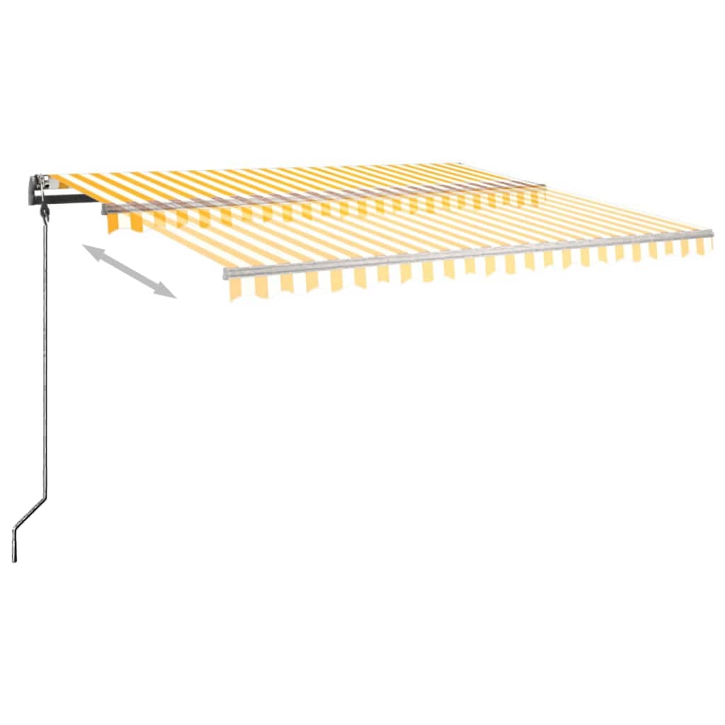 Toldo de pie retráctil manual amarillo y blanco 450x300 cm vidaXL