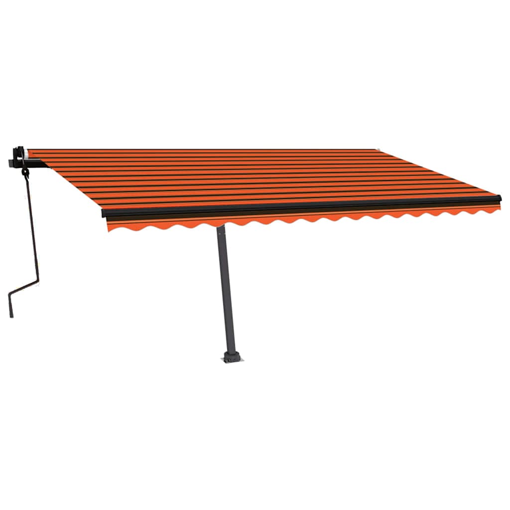 Orange and brown manual retractable foot awning 450x300 cm