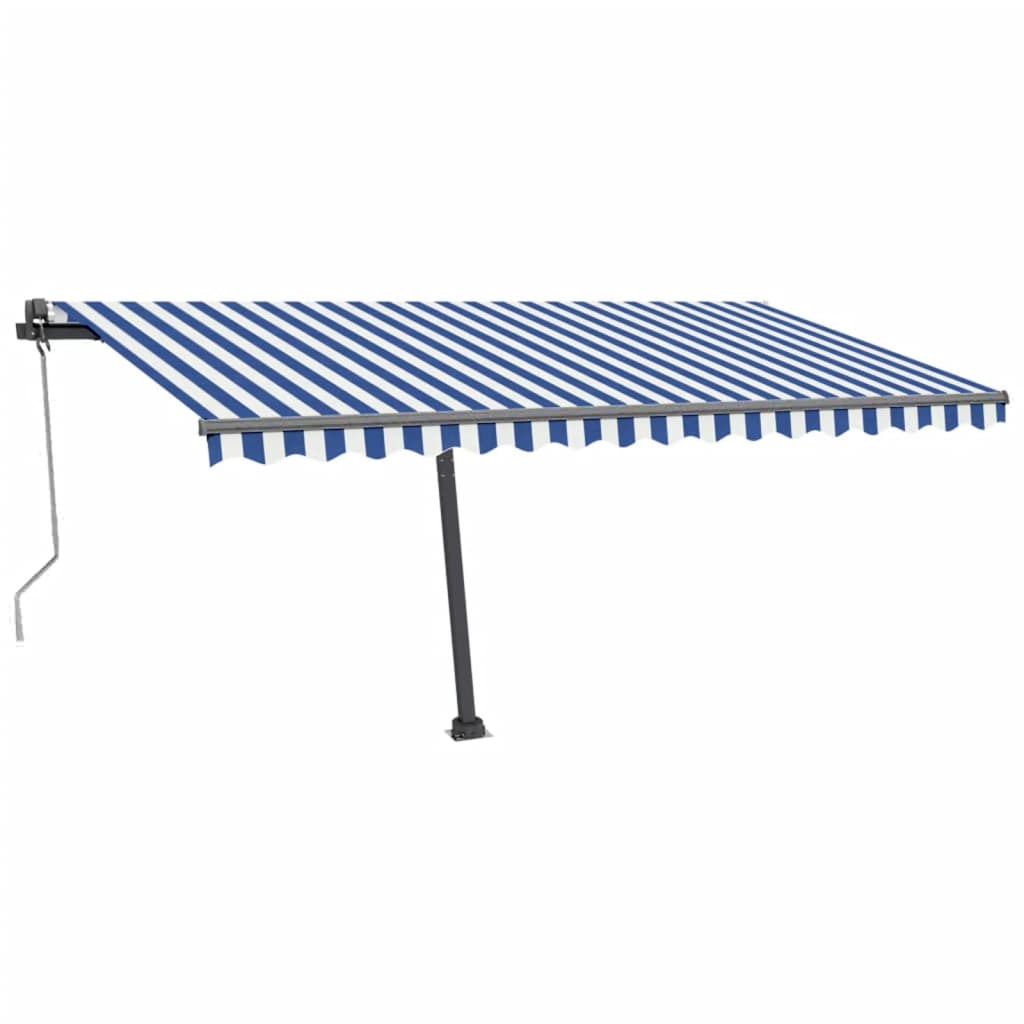 Toldo de pie automático azul y blanco 450x300 cm vidaXL