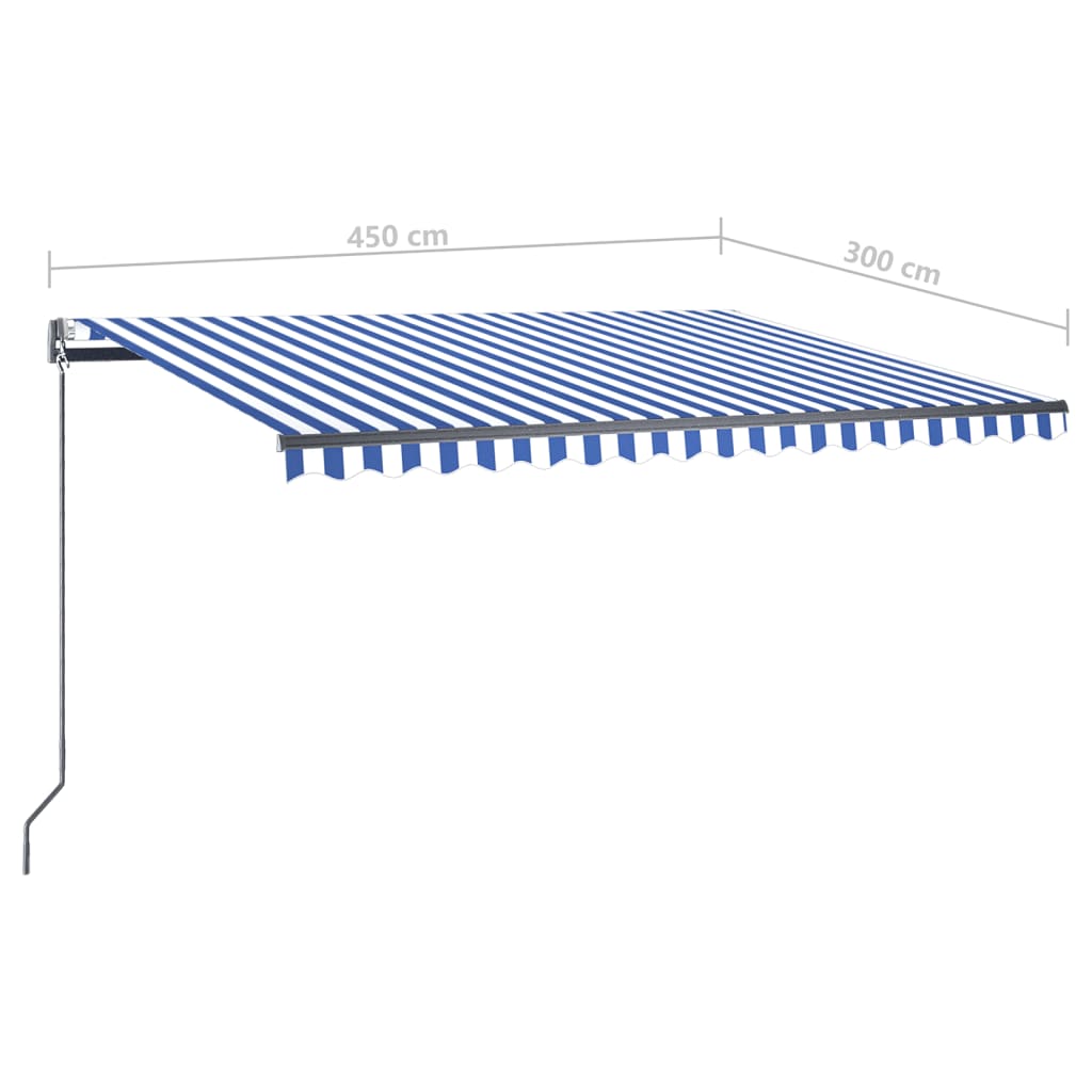 Toldo de pie automático azul y blanco 450x300 cm vidaXL