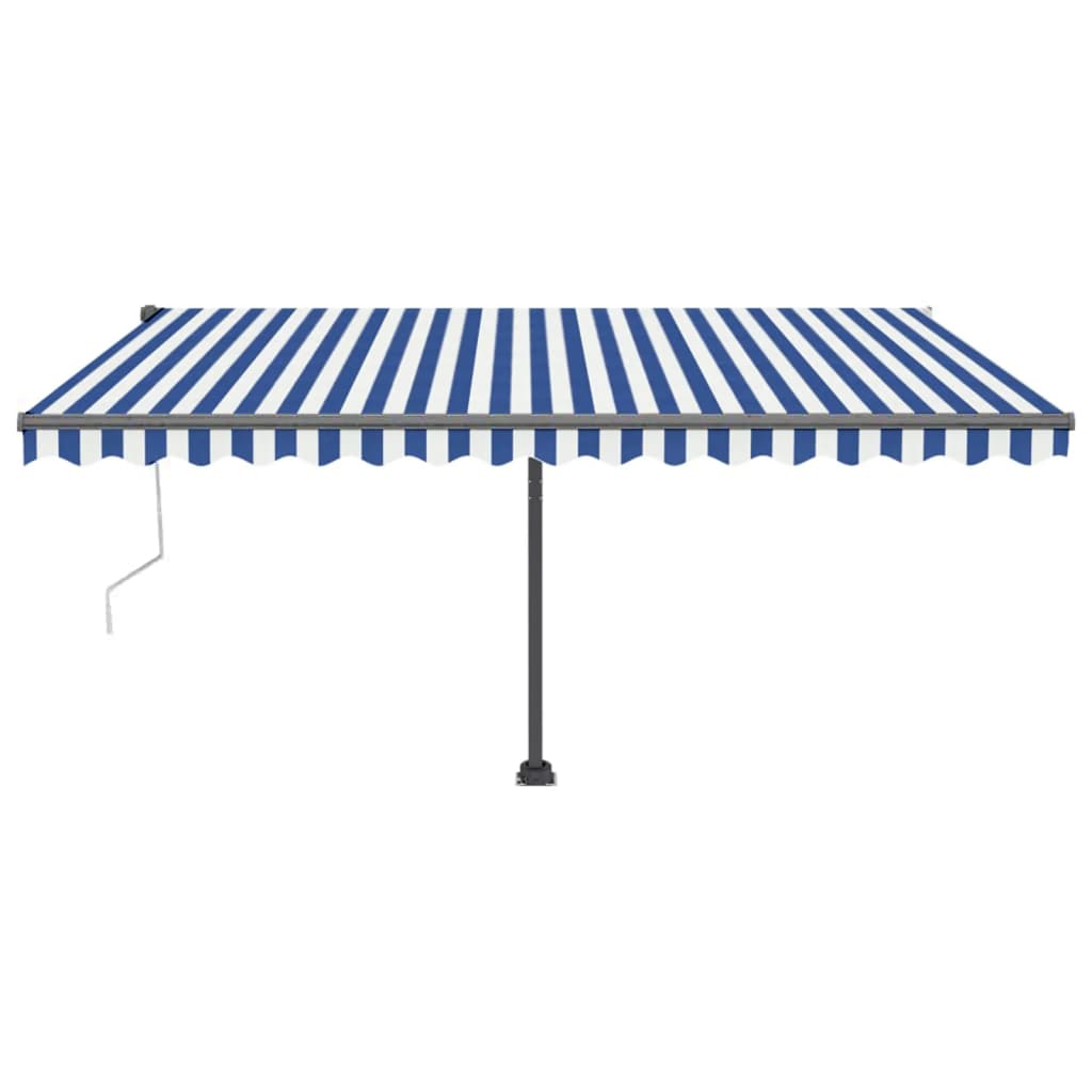 Toldo de pie automático azul y blanco 450x300 cm vidaXL