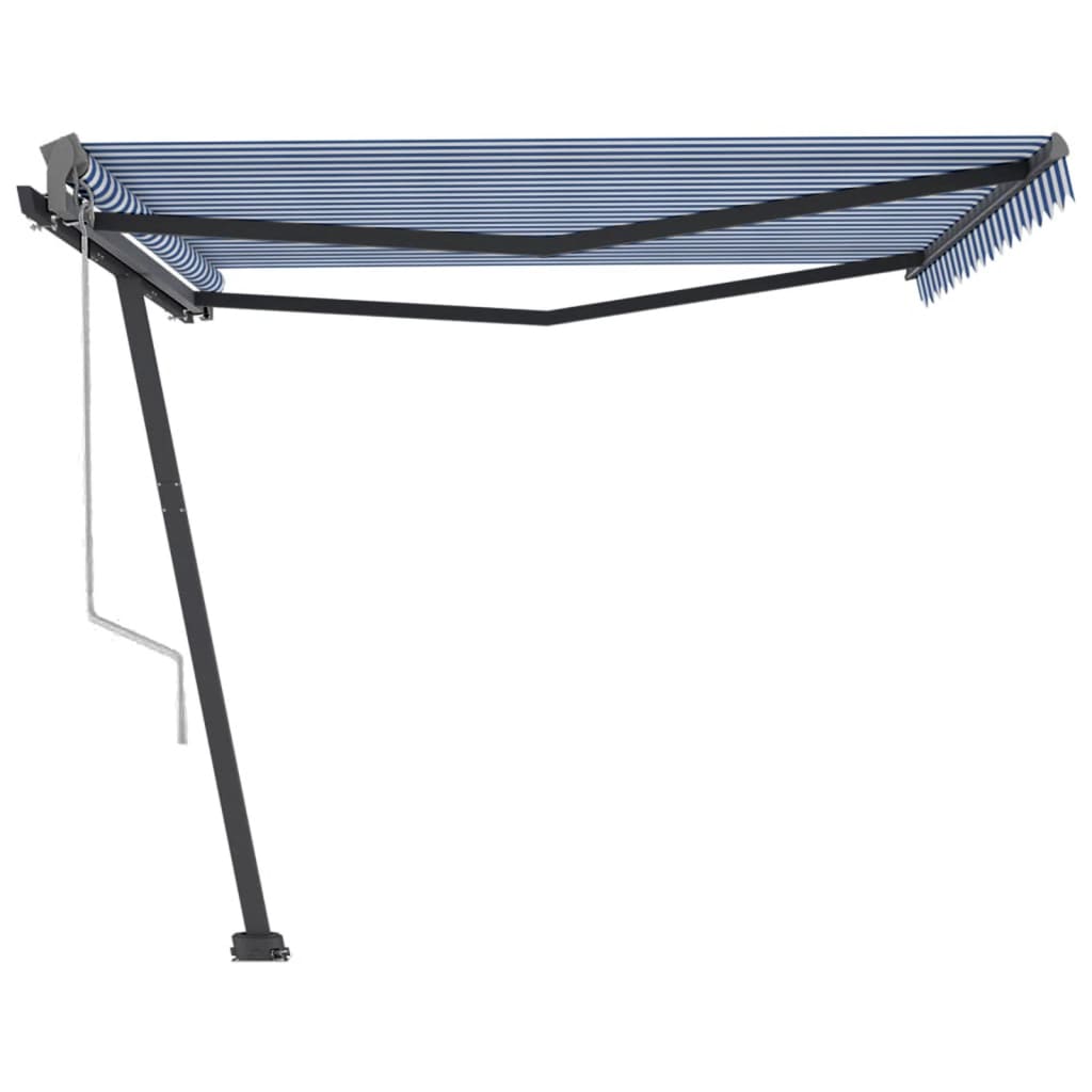 Toldo de pie automático azul y blanco 450x300 cm vidaXL