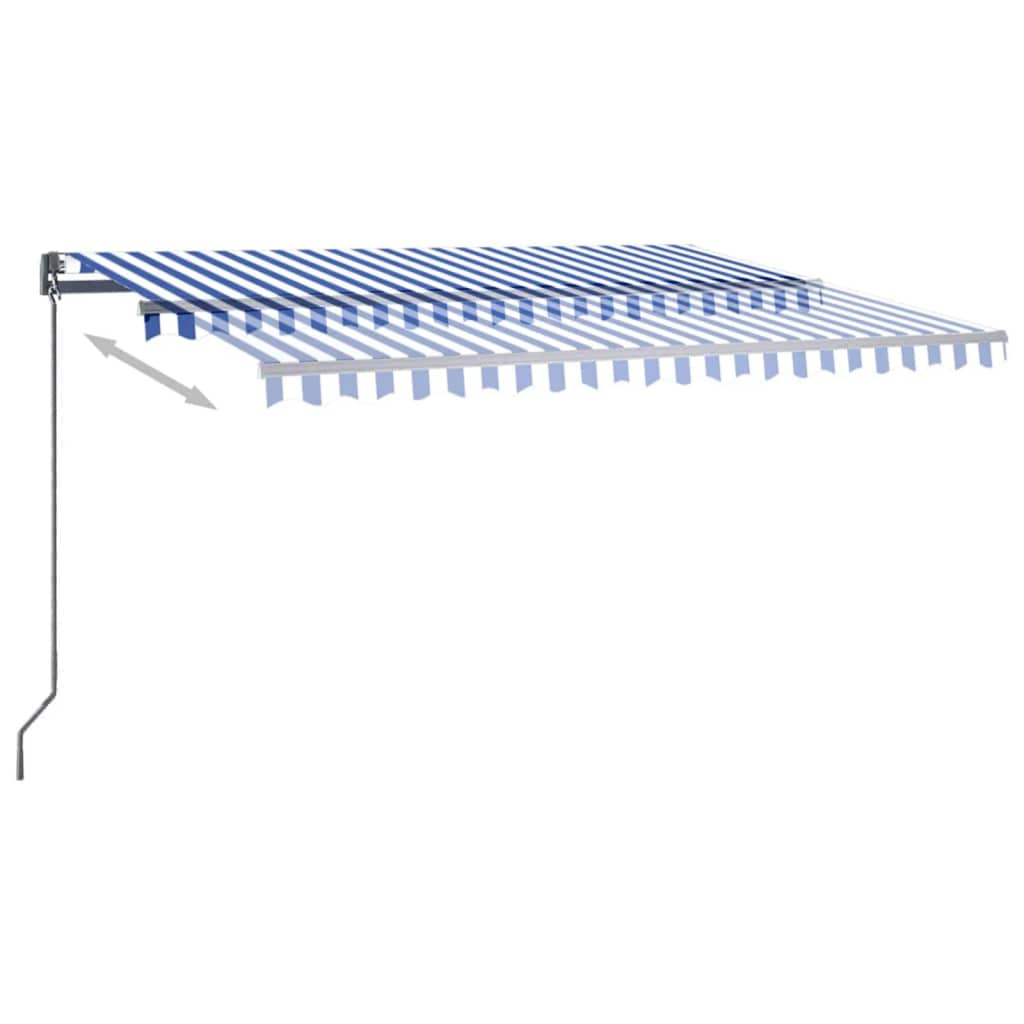 Toldo de pie automático azul y blanco 450x300 cm vidaXL