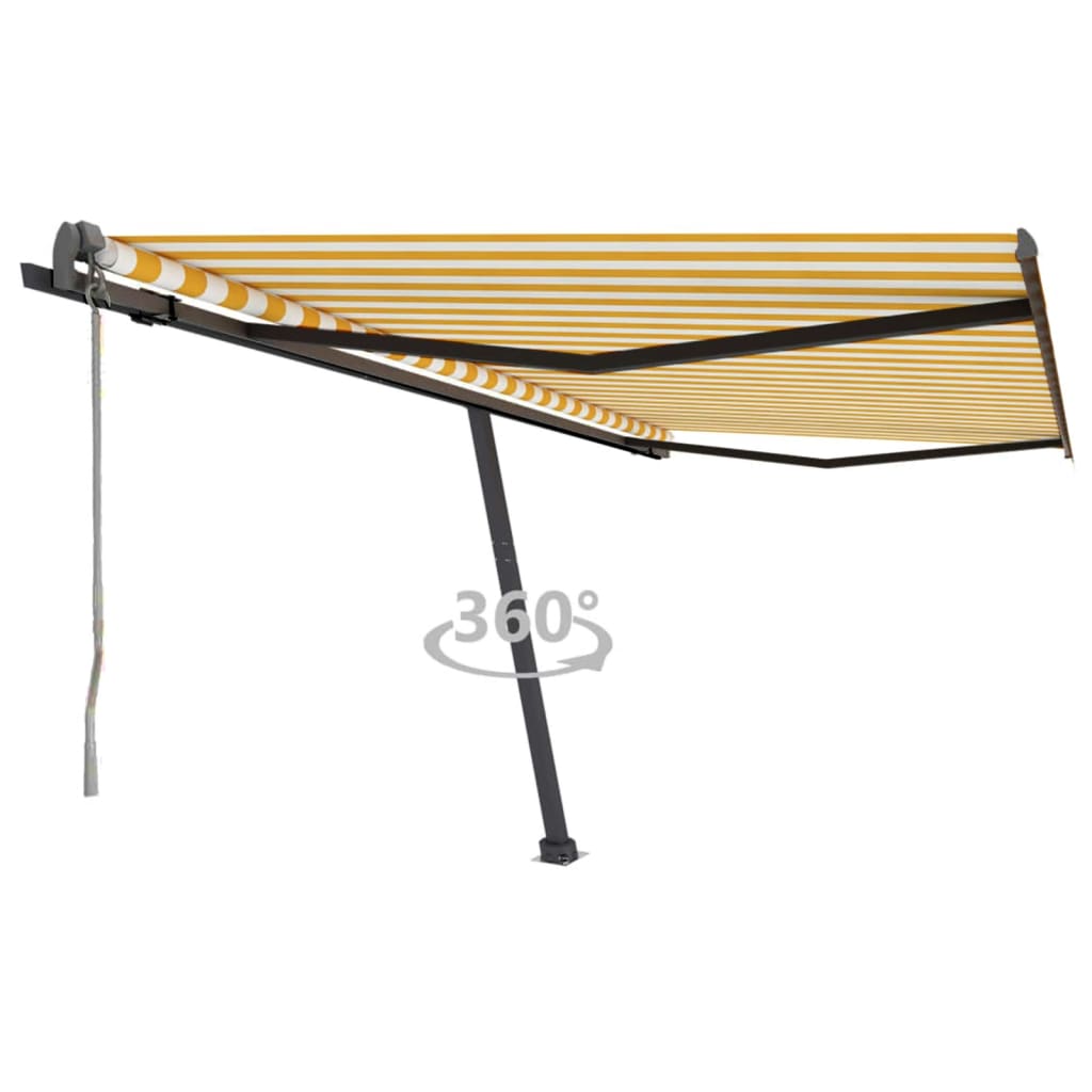 Vetonek Toldo de pie automático amarillo y blanco 450x300 cm