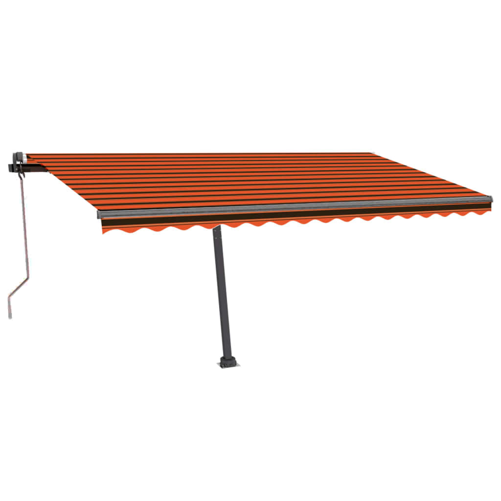 Toldo de pie automático naranja y marrón 450x300 cm vidaXL