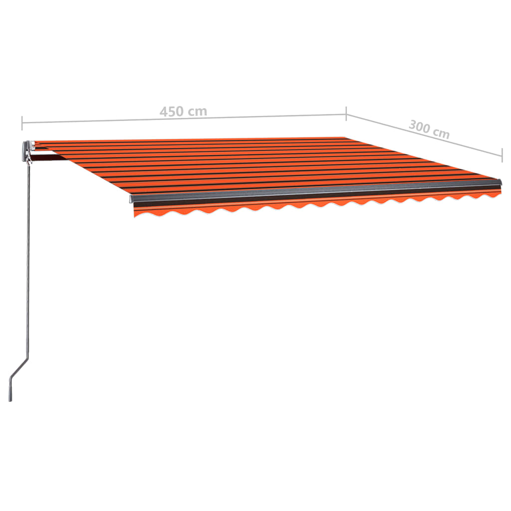 Toldo de pie automático naranja y marrón 450x300 cm vidaXL