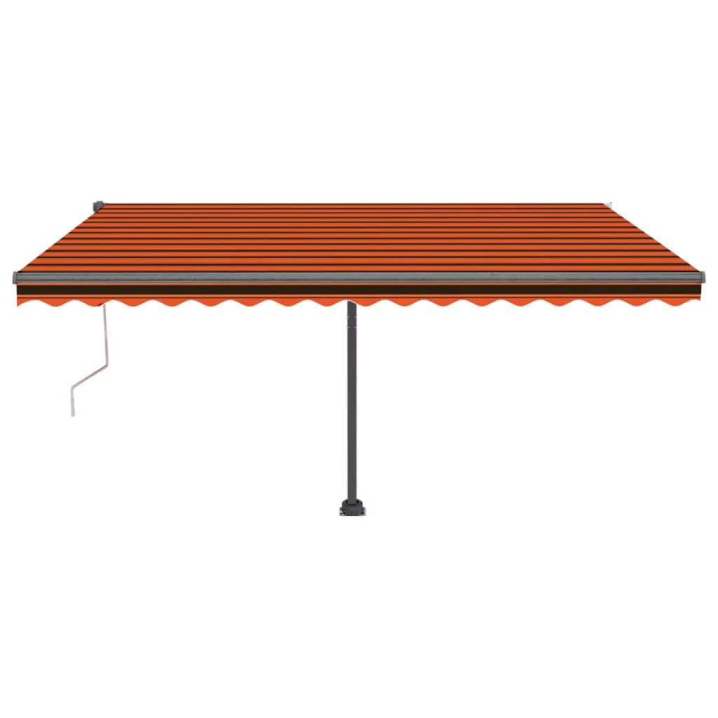 Toldo de pie automático naranja y marrón 450x300 cm vidaXL