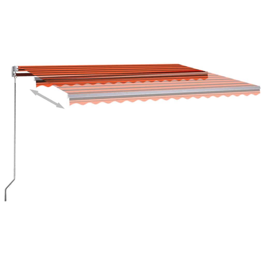 Toldo de pie automático naranja y marrón 450x300 cm vidaXL