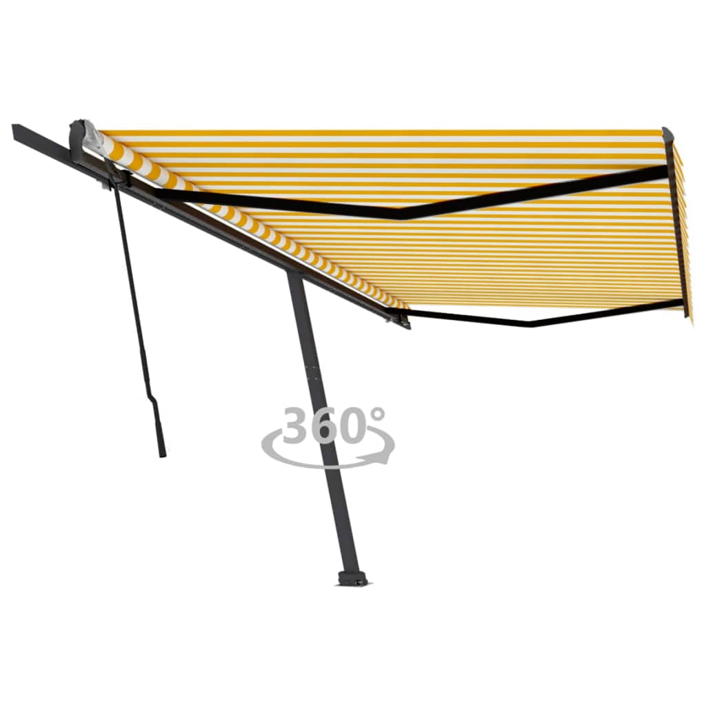 Vetonek Toldo de pie retráctil manual amarillo y blanco 500x300 cm