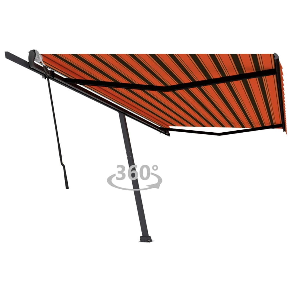 Vetonek Toldo de pie retráctil manual naranja y marrón 500x300 cm