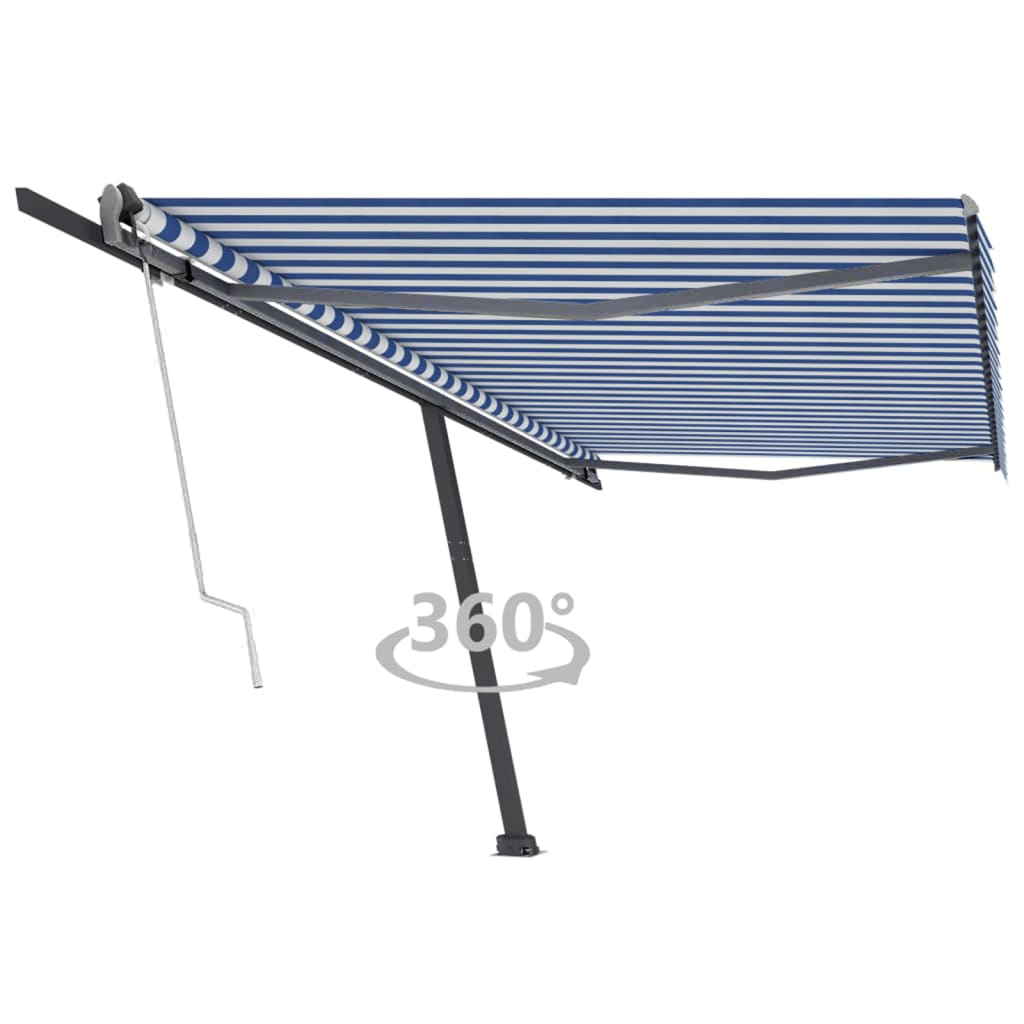 Vetonek Toldo de pie automático azul y blanco 500x300 cm