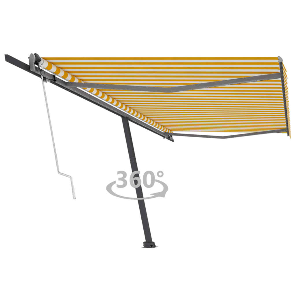 Vetonek Toldo de pie automático amarillo y blanco 500x300 cm