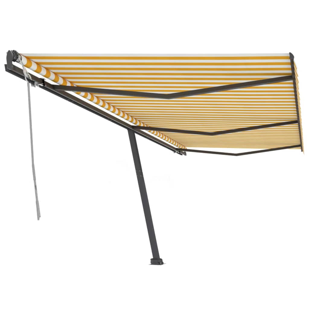 Toldo de pie retráctil manual amarillo y blanco 600x300 cm vidaXL