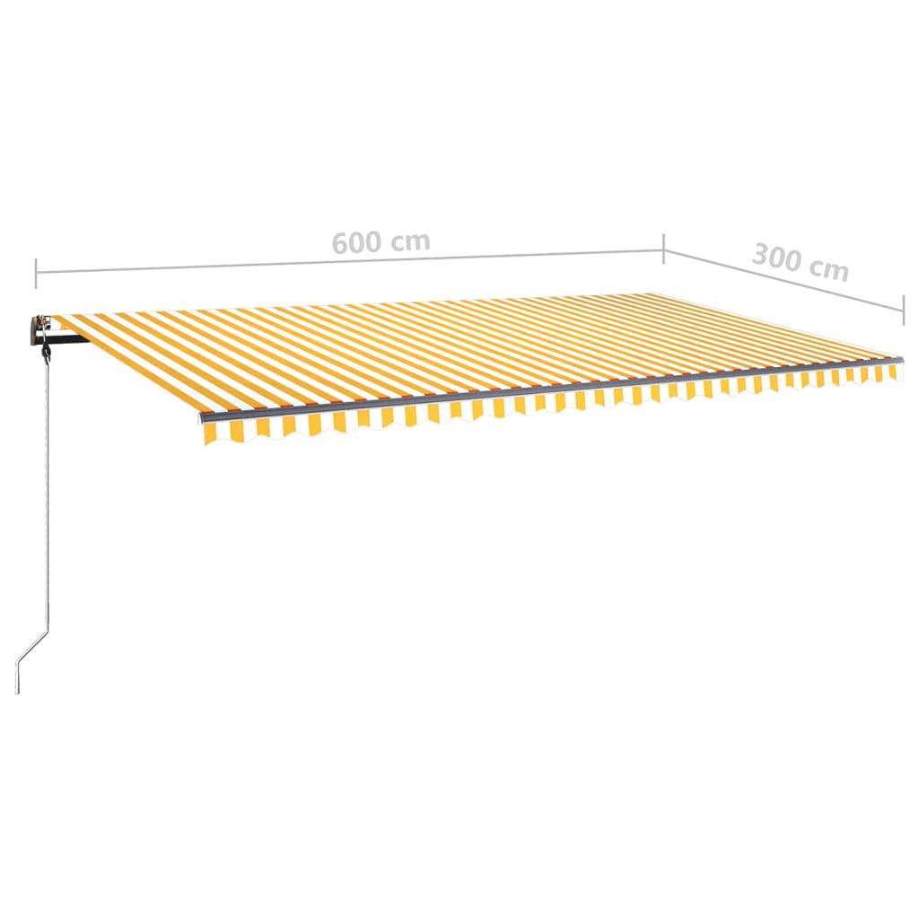 Toldo de pie retráctil manual amarillo y blanco 600x300 cm vidaXL