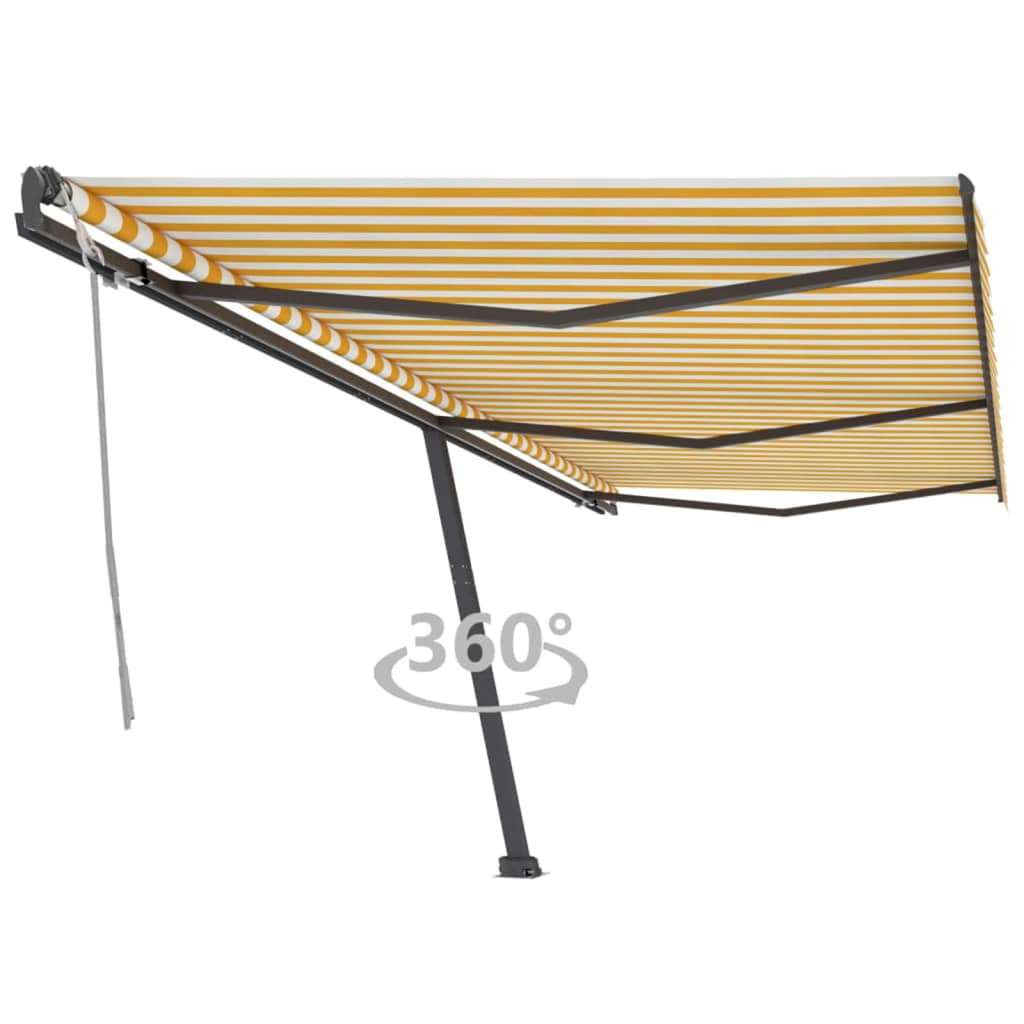 Vetonek Toldo de pie retráctil manual amarillo y blanco 600x300 cm