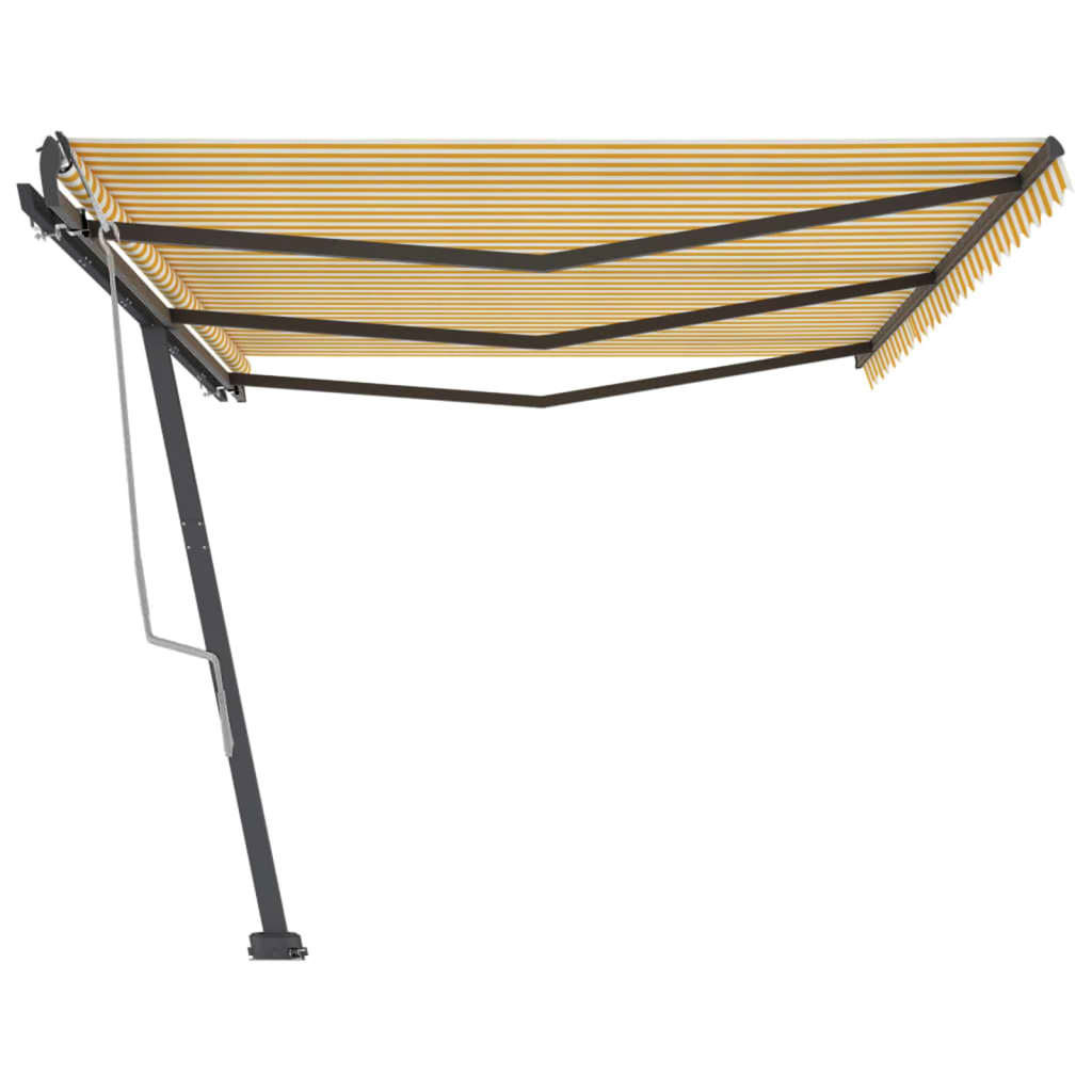 Toldo de pie retráctil manual amarillo y blanco 600x300 cm vidaXL