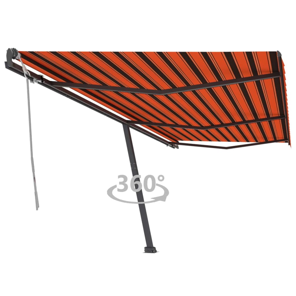 Vetonek Toldo de pie retráctil manual naranja y marrón 600x300 cm