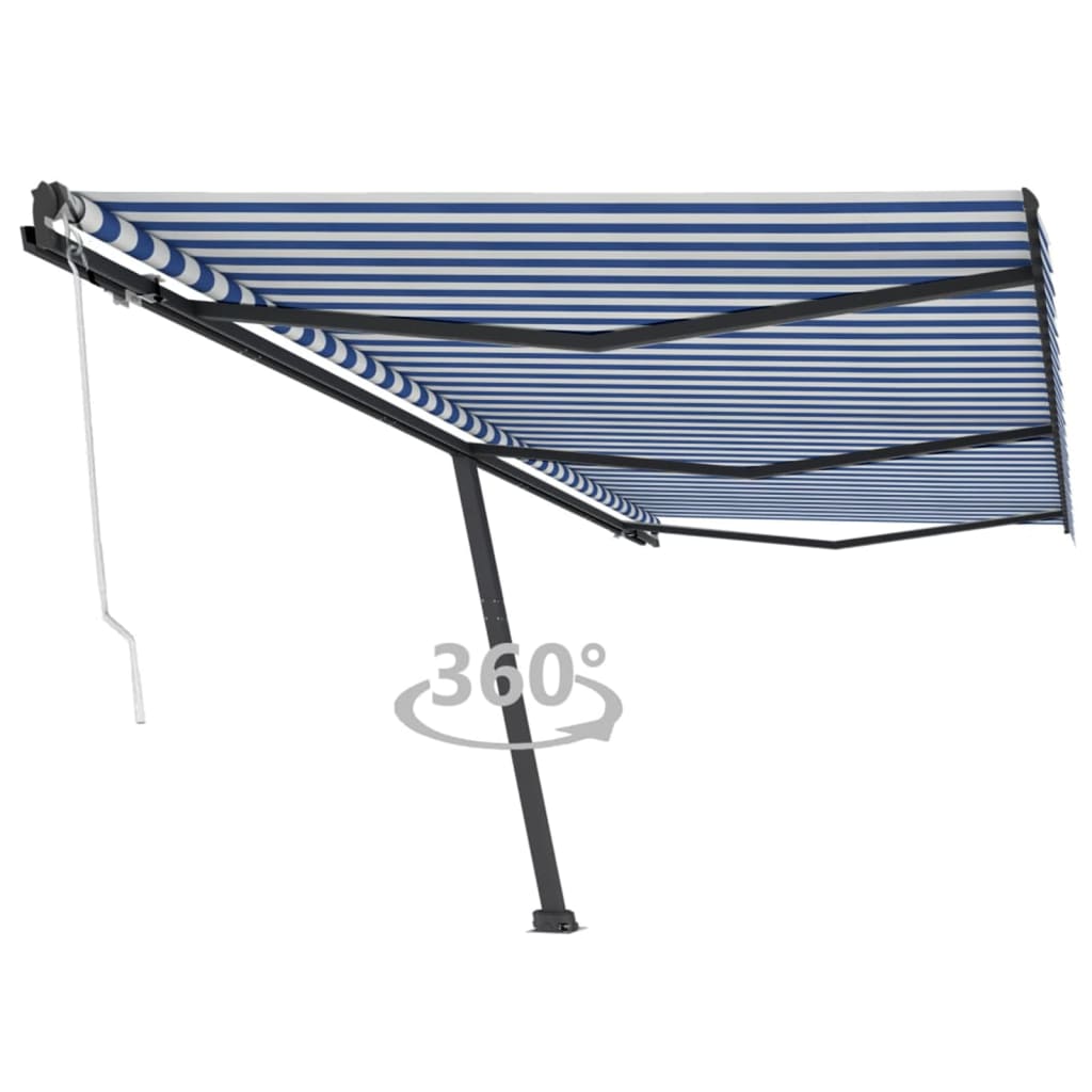 Vetonek Toldo de pie automático azul y blanco 600x300 cm