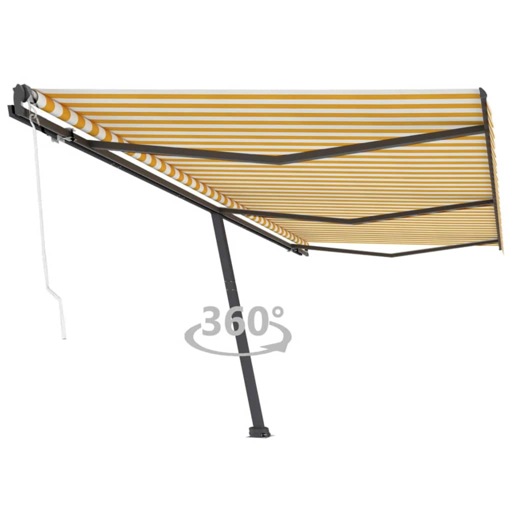 Vetonek Toldo de pie automático amarillo y blanco 600x300 cm