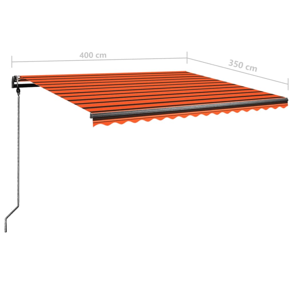 Toldo de pie manual retráctil naranja y marrón 400x350 cm vidaXL