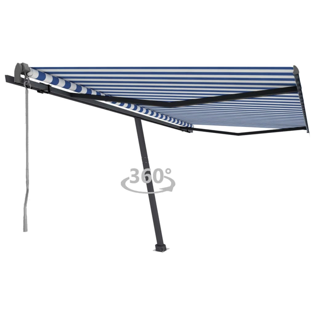 Vetonek Toldo de pie automático azul y blanco 400x350 cm