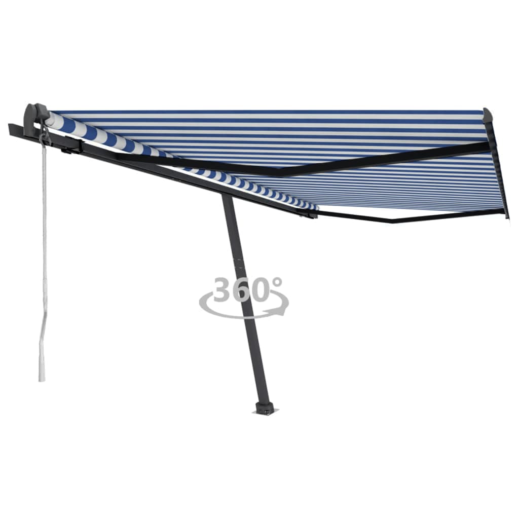 Vetonek Toldo de pie automático azul y blanco 450x350 cm