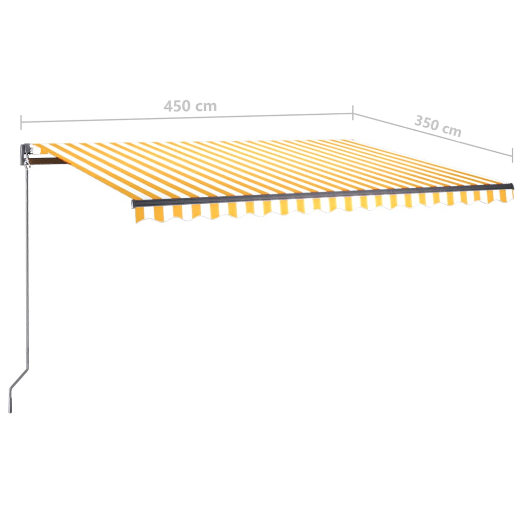 Toldo de pie automático amarillo y blanco 450x350 cm vidaXL