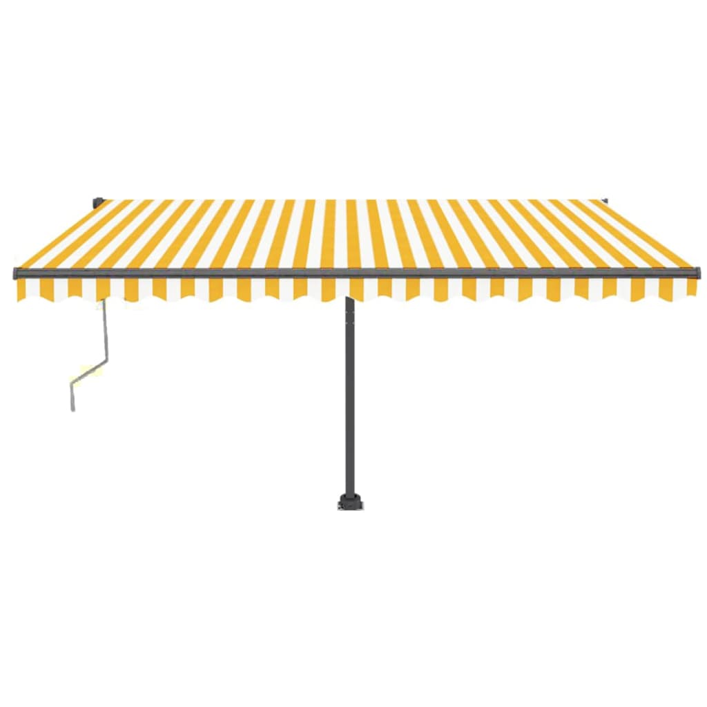 Toldo de pie automático amarillo y blanco 450x350 cm vidaXL